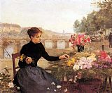 Victor Gabriel Gilbert A Parisian Flower Market painting